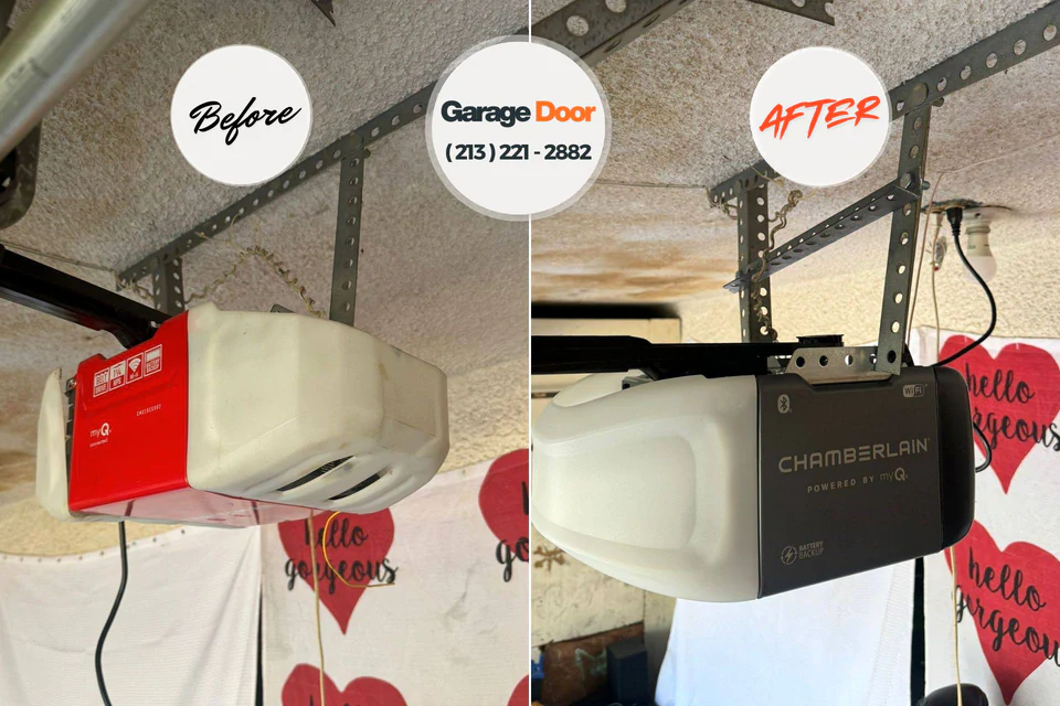 Before and after: garage door repair Sister Bay, WI